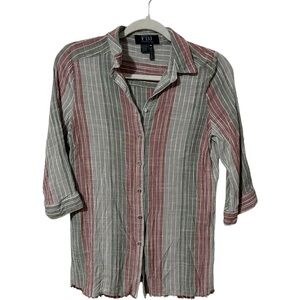 FDJ Women's Size 4 French Dressing Jeans Striped Button Up‎ Top Collared
